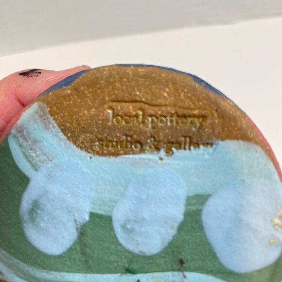 Handcrafted Ceramic Tumbler With Abstract Multicolor Design 6" Tall By Local Pot - Picture 5 of 9